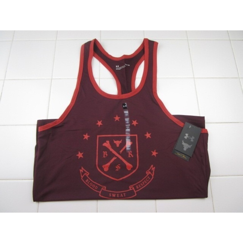 Under Armour Project Rock Blood Sweat Respect Muscle Maroon Tank Men's Small
